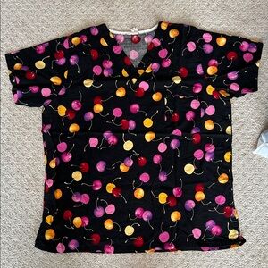 Colorful Cherry Scrub Top
